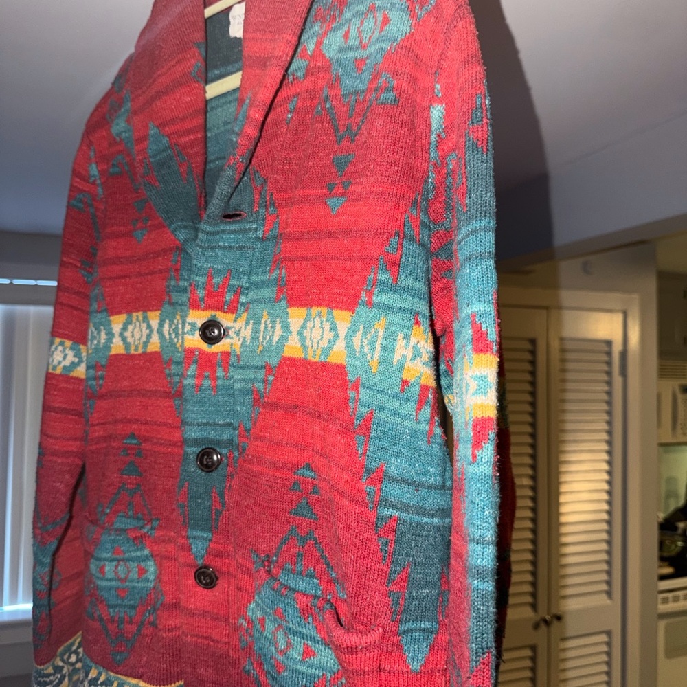 Denim & Supply Ralph Lauren Polo Navajo Red and Teal Patterned Sweater - Picture 3 of 6